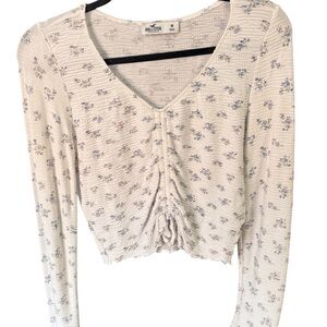 Hollister White Floral Crop Top
